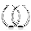 Sterling Silver Tapered Oval Hoop Earrings 1 7/8in
