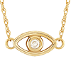 14k Yellow Gold .03 ct tw Diamond Evil Eye Necklace
