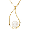 14k Yellow Gold Teardrop Sitting Freshwater Cultured Pearl Necklace