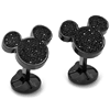 Stainless Steel Black Pave Crystal Mickey Mouse Cufflinks