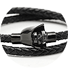 Stainless Steel Darth Vader Black Leather Bracelet with Wrap Design