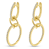 14k Yellow Gold .26 ct tw Double Diamond Dangle Hoop Earrings
