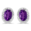 10kt White Gold .68 ct Oval Amethyst Earrings with Diamonds
