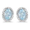10kt White Gold .58 ct Oval Aquamarine Earrings with Diamonds