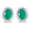 10kt White Gold .62 ct Oval Emerald Earrings with Diamonds