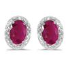 10kt White Gold .72 ct Oval Ruby Earrings with Diamonds