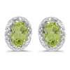 10kt White Gold .80 ct Oval Peridot Earrings with Diamonds