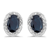 10kt White Gold .78 ct Oval Sapphire Earrings with Diamonds