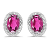10kt White Gold .86 ct Oval Pink Topaz Earrings with Diamonds