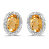 10kt White Gold .62 ct Oval Citrine Earrings with Diamonds