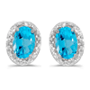 10kt White Gold .80 ct Oval Blue Topaz Earrings with Diamonds