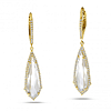 14k Yellow Gold Long White Topaz and Diamond Dangle Earrings