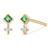 Aurelie Gi EMMIE 14k Yellow Gold Emerald and Diamond Stud Earrings