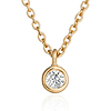 Aurelie Gi BRIA 14k Yellow Gold .03 ct Diamond Solitaire Bezel Necklace