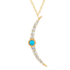 Aurelie Gi NORA 14k Yellow Gold Turquoise and White Sapphire Crescent Moon Necklace