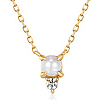 Aurelie Gi TALIA 14k Yellow Gold Freshwater Cultured Pearl and White Sapphire Necklace