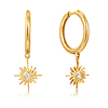 Ania Haie 14k Yellow Gold Diamond Sunburst Huggie Hoop Earrings