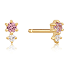 Ania Haie 14k Yellow Gold White and Pink Sapphire Stud Earrings