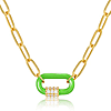 Ania Haie Neon Green Enamel Carabiner Gold-plated Sterling Silver Necklace