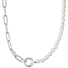 Ania Haie Sterling Silver Freshwater Pearl and Long Cable Link Chain Necklace