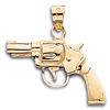 14kt Yellow Gold 3/4in Revolver Gun Pendant