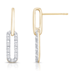 14k Yellow Gold 1/10 ct tw Diamond Paperclip Link Earrings