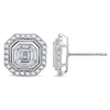 14k White Gold 1 ct tw Diamond Mosaic Asscher Earrings