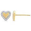 14k Yellow Gold 1/8 ct tw Diamond Heart Button Earrings