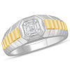 14k Two-tone Gold Men's 1/2 ct tw Diamond Mosaic Shape Baguette Ring