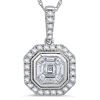 14k White Gold 1/2 ct tw Diamond Mosaic Asscher Necklace