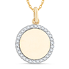 14k Yellow Gold 1/6 ct tw Diamond Round Medallion Necklace