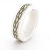 White Ceramic 7mm Ring with Braid Design and Rounded Edges