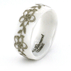 8mm Domed White Ceramic Ring with Flower Design