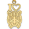 14k Yellow Gold I Love Tigers Head Pendant 5/8in