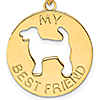 14k Yellow Gold My Best Friend Dog Pendant 3/4in