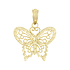 14k Yellow Gold Cut-Out Diamond-cut Butterfly Pendant 5/8in