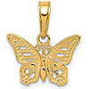 14k Yellow Gold Butterfly Pendant with Bead Accents 1/2in