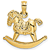 14k Yellow Gold Toy Rocking Horse Pendant
