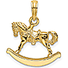 14k Yellow Gold 3-D Rocking Horse Pendant