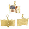 14k Yellow Gold American Flag Pledge of Allegiance Pendant