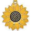 14k Yellow Gold 3/4in Sunflower Pendant with Enamel