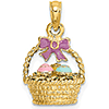 14k Yellow Gold 3/4in 3-D Easter Basket Pendant