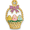 14k Yellow Gold 3/4in Enamel Easter Basket Pendant
