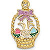 14k Yellow Gold 5/8in Easter Bunny Basket Pendant