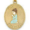  14k Yellow Gold Boy Praying Pendant with Enamel 