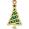 14k Yellow Gold 3/4in Enamel Christmas Tree Pendant