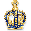 14kt Yellow Gold Crown Blue Enamel Pendant with Cross