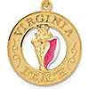 14k Yellow Gold Virginia Beach Pendant with Conch 3/4in