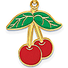 14k Yellow Gold 3/4in Cherries Enamel Pendant