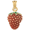 14k Yellow Gold 5/8in 3-D Strawberry Pendant with Enamel